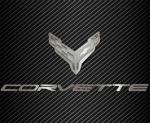 2020-2024 C8 Corvette - Stainless Hood Panel Badge Flag Logo and Corvette Font Style | Stainless Steel