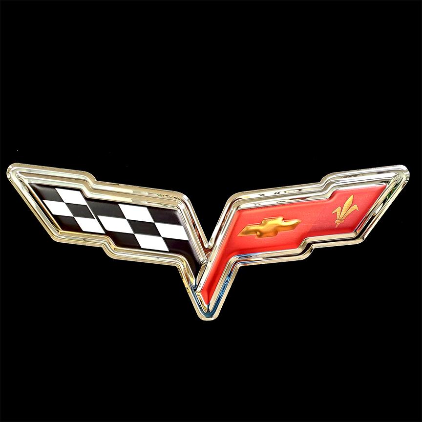 corvette-c6-flags-logo-metal-sign