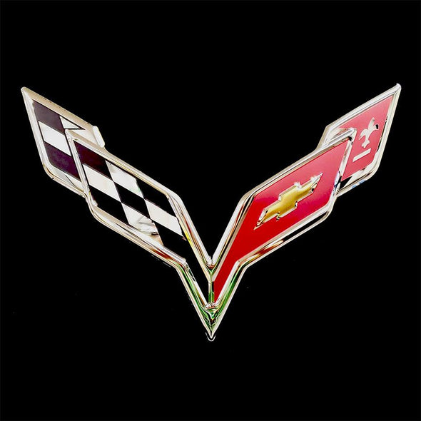 Corvette C7 Flags Logo Metal Sign