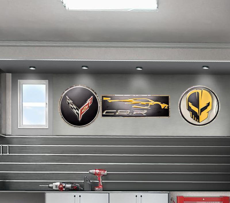 c8-r-corvette-gesture-metal-sign