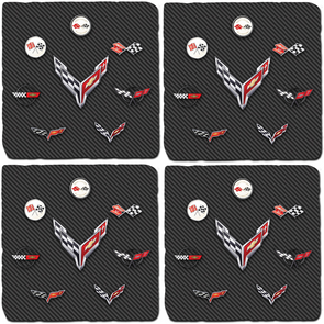 C1-C8 Corvette Generations Carbon Fiber Tile Coaster Bundle - Set of 4