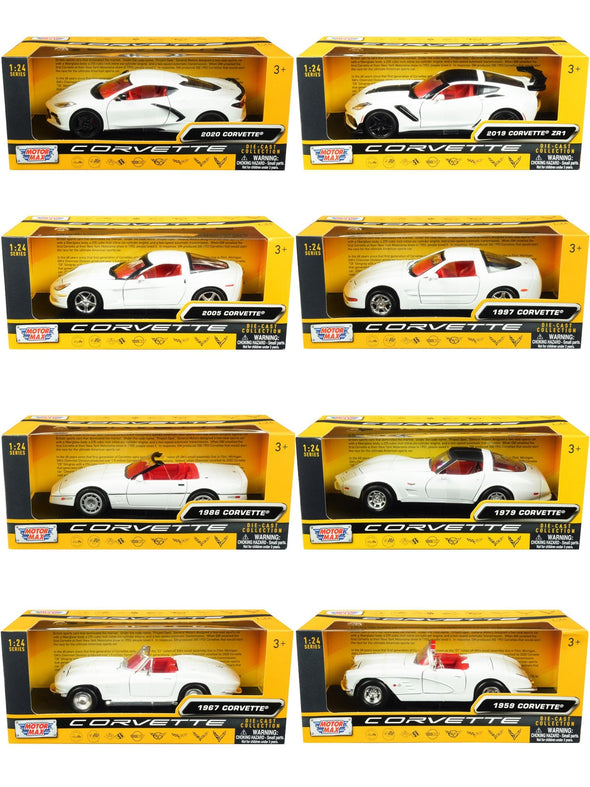 C1-C8 Corvette Generations 1/24 Diecast Set "History of Corvette" by Motormax