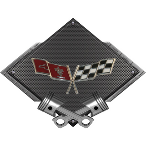 c3-corvette-crossed-flags-black-diamond-cross-pistons-steel-sign
