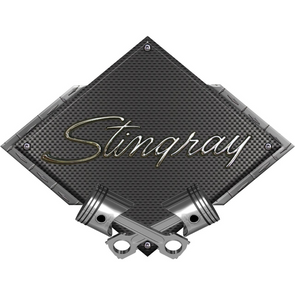 C3 Corvette Stingray Black Diamond Cross Pistons Steel Sign