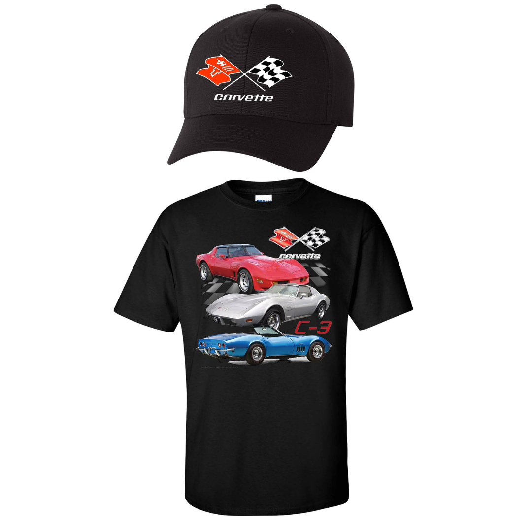 C3 Corvette Trio T Shirt and Hat Bundle