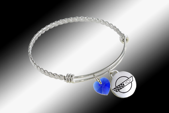 C4 Corvette Twisted Bangle Charm Bracelet