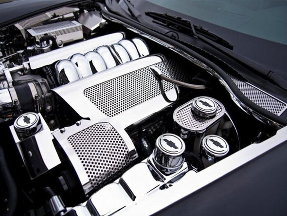 C5 and C6 Corvette Chevy Bowtie Engine Fluid Cap Cover 5Pc Set