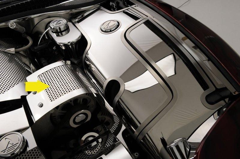 C5 Corvette Alternator Cover Perforated Polished Stainless Steel