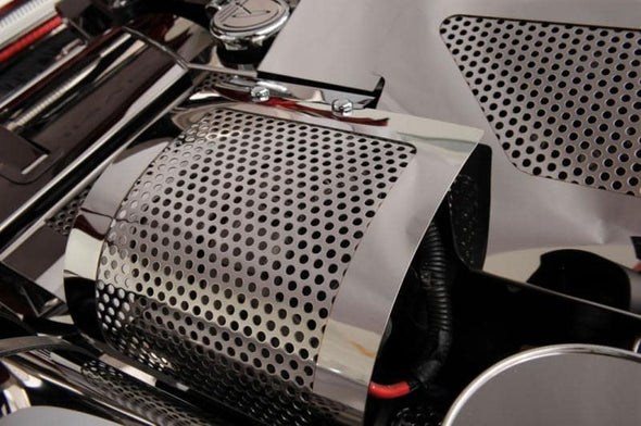 C5 Corvette Alternator Cover Perforated Polished Stainless Steel