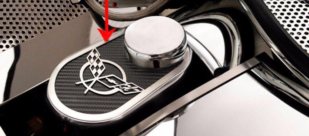 C5 Corvette Brake Master Cylinder Cover w/ Cap Cover - Crossed Flags