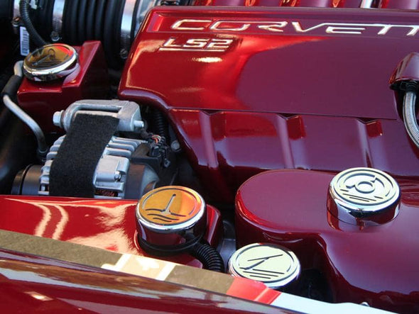 C5 Corvette & C6 Corvette Gold Executive Series Fluid Cap Cover Set - Automatic 5Pc