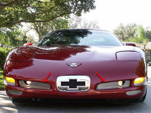 C5 Corvette Fog Light Grilles | 2Pc Polished Perforated Stainless Steel