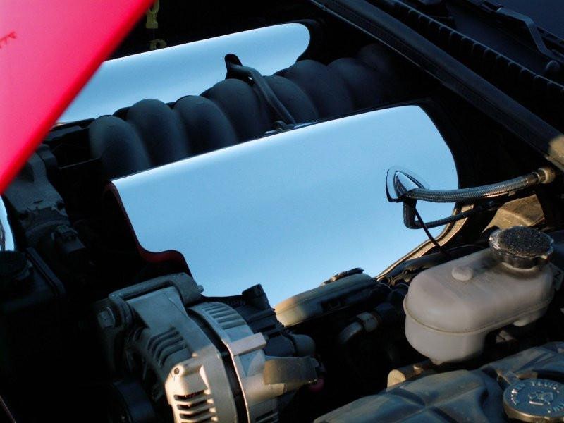 C5 Corvette Fuel Rail Covers Polished Stainless Steel w/ Oil Cap Cover (1997-1998)