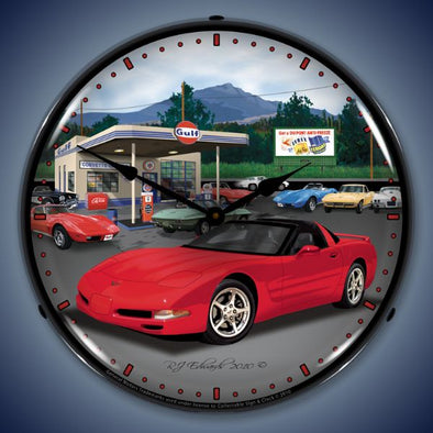 C5 Corvette Gulf Gas Station Lighted Clock