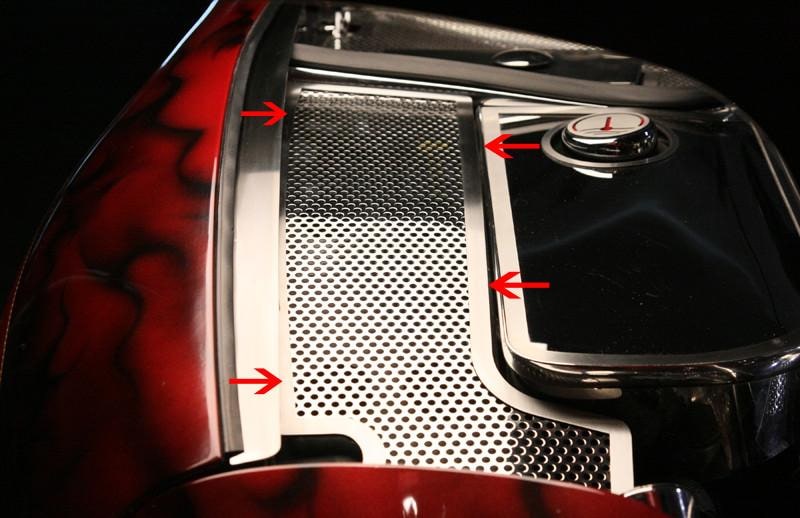 C5 Corvette Inner Fender Accent Plates - Perforated Polished Stainless Steel