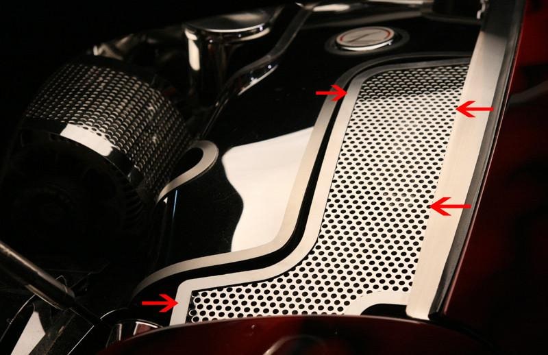 C5 Corvette Inner Fender Accent Plates - Perforated Polished Stainless Steel