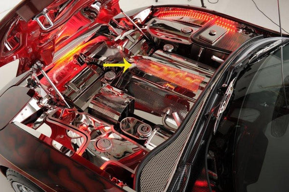 C5 Corvette Plenum Cover Polished Perforated Illuminated Low Profile