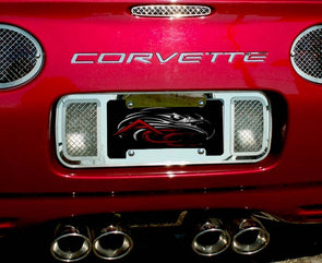 C5 Corvette Rear Tag-Back Plate - Laser Mesh Polished Stainless Steel