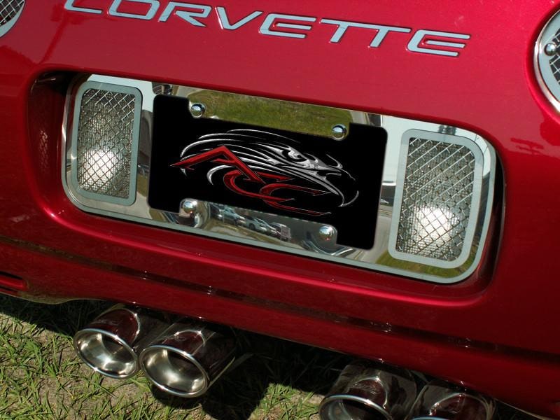 C5 Corvette Rear Tag-Back Plate - Laser Mesh Polished Stainless Steel