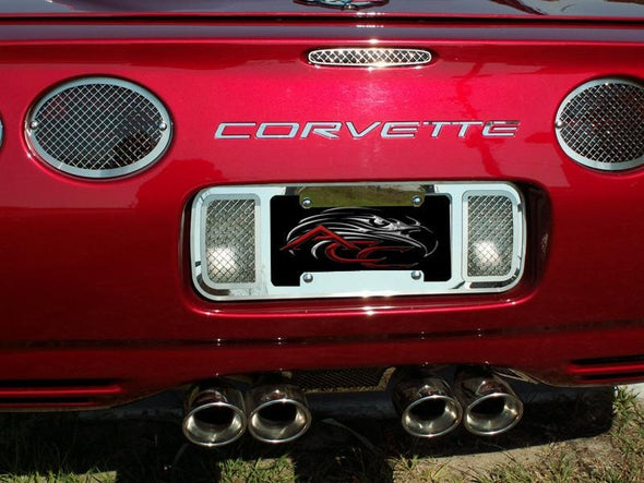 C5 Corvette Rear Tag-Back Plate - Laser Mesh Polished Stainless Steel