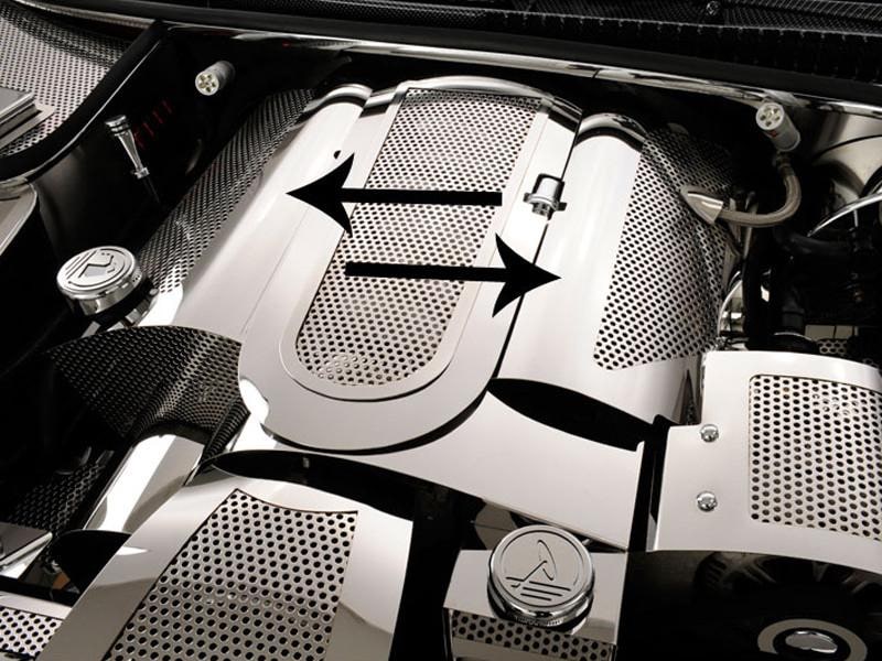C5 Corvette Replacement Fuel Rail Covers Perforated Stainless Steel w/ Oil Cap Cover
