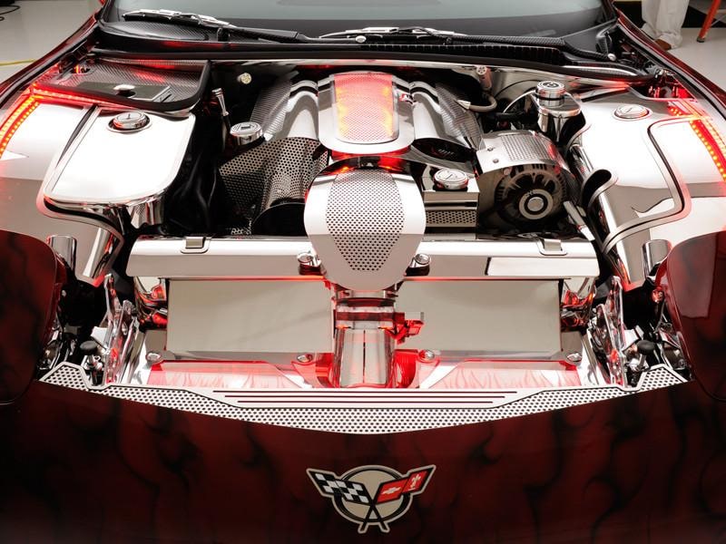 C5 Corvette Stock Air Tube Cover - Perforated Polished Stainless Steel