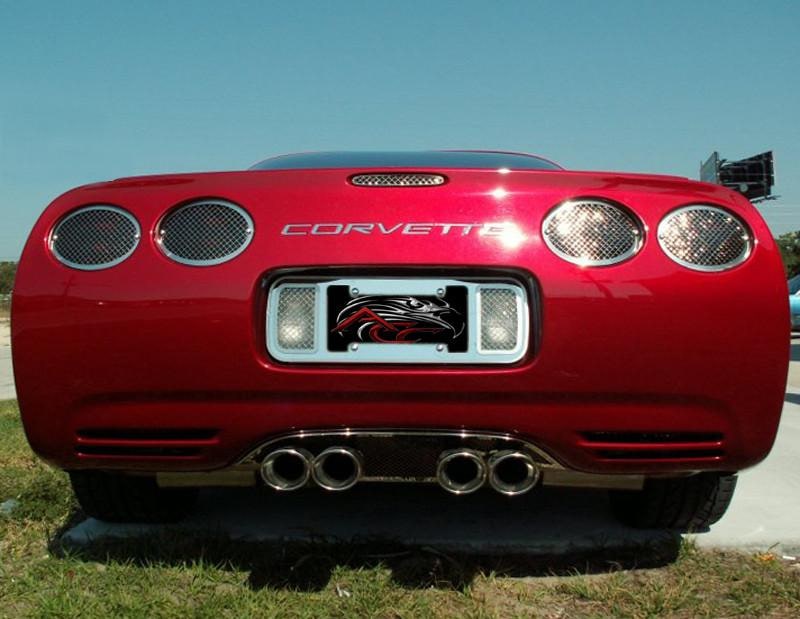 C5 Corvette Taillight Grilles | 4 pc Laser Mesh Polished Stainless Steel