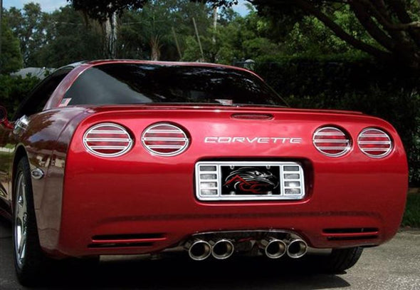 C5 Corvette Taillight Grilles | 4 pc | Slotted | Polished Stainless Steel