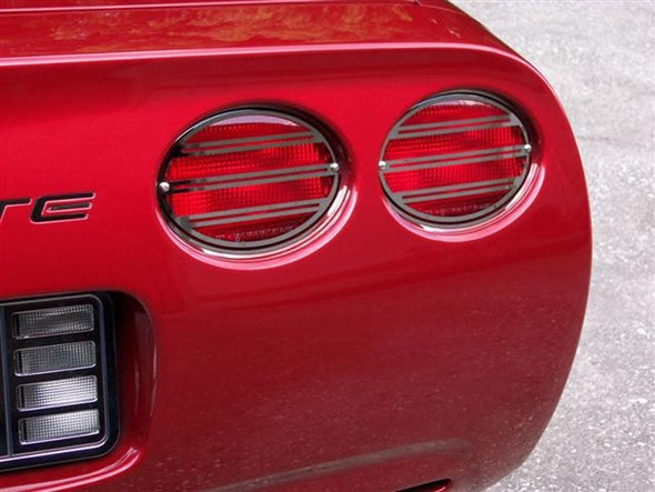 C5 Corvette Taillight Grilles | 4 pc | Slotted | Polished Stainless Steel