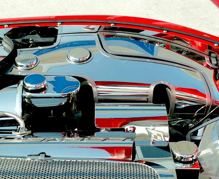 C5 Corvette Windshield Washer Fluid Tank Cover - Polished Stainless Steel (Manual)