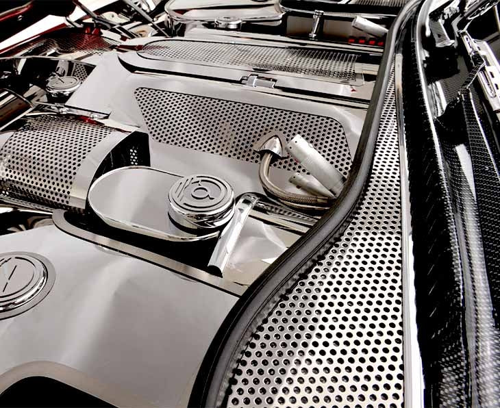 C5 Corvette Wiper Cowl Cover - Perforated Polished Stainless Steel