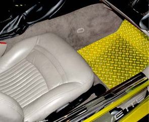 C5 Corvette Yellow Diamond Plate Aluminum Floor Mats 2Pc