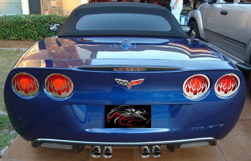 C6 Corvette 5th Brake Light Cover Flame Style | Polished