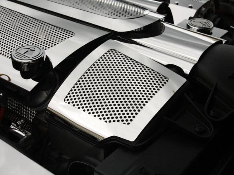 C6 Corvette Air Capacitor Cover - 2Pc Polished Perforated Stainless Steel