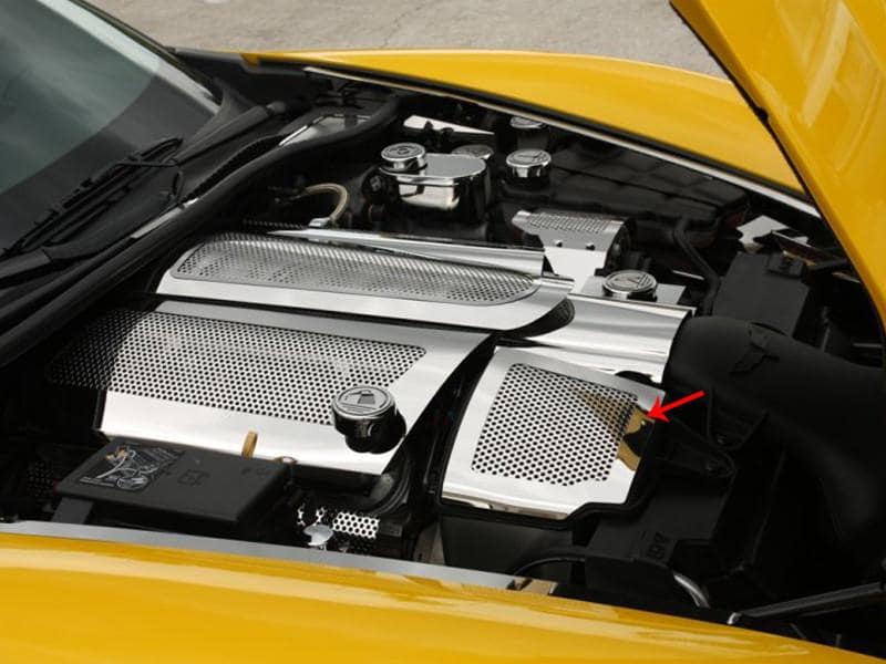 C6 Corvette Air Capacitor Cover - 2Pc Polished Perforated Stainless Steel