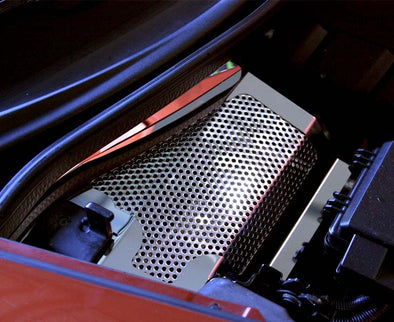 C6 Corvette Battery Cover - 2008-2013 Polished Perforated Stainless Steel