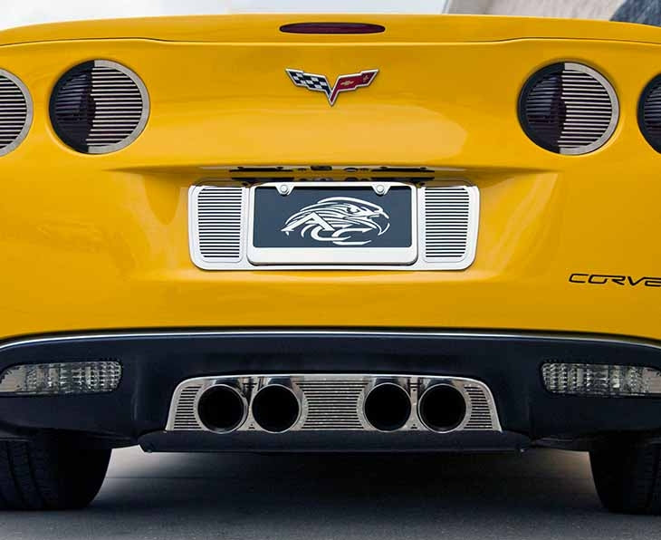 C6 Corvette Billet Style Tag Back Plate / License Plate Frame - Polished Stainless Steel