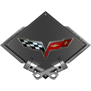 C6 Corvette Black Diamond Cross Pistons Steel Sign