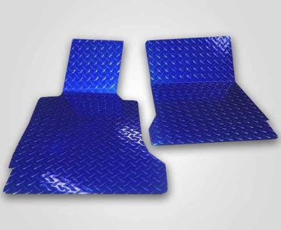 C6 Corvette Blue Diamond Plate Floor Mats - Polished Aluminum