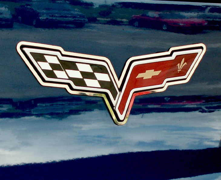C6 Corvette Convertible Waterfall Emblem Trim Ring Polished Stainless Steel
