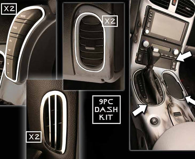 C6 Corvette Dash Trim Kit - 9Pc Polished / Brushed Stainless Steel