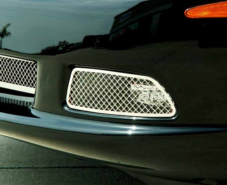 C6 Corvette Driving Light Covers - 2Pc Laser Mesh Polished Stainless Steel
