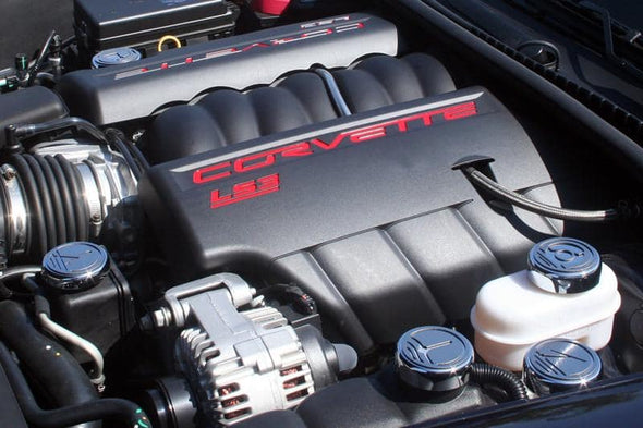 C6 Corvette Executive Series Fluid Cap Cover Set - Automatic 5Pc Triple Chrome Plated