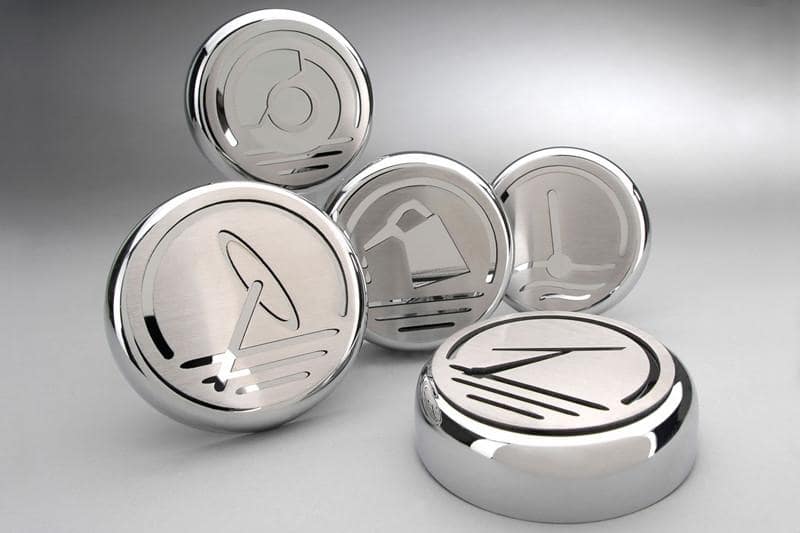 C6 Corvette Executive Series Fluid Cap Cover Set - Automatic 5Pc Triple Chrome Plated