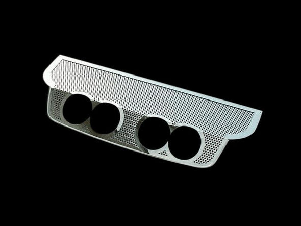 C6 Corvette Exhaust Filler Panel Perforated Polished Stainless Steel - B&B Route 66 Quad 4.0 Round Tips