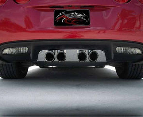 C6 Corvette Exhaust Filler Panel Polished Stainless Steel - B&B Route 66 Quad 4.0 Round Tips