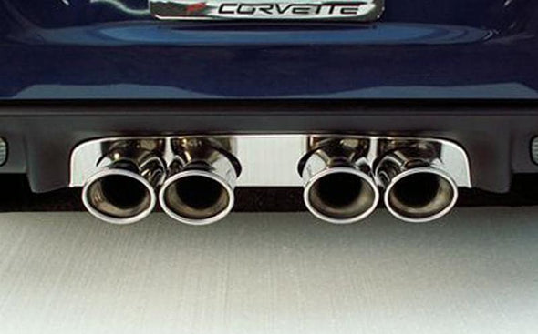 C6 Corvette Exhaust Filler Panel Polished Stainless Steel - Borla Sport Quad Oval Tips