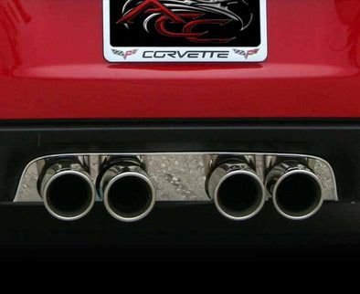 C6 Corvette Exhaust Filler Panel Polished Stainless Steel - Borla Stinger / Touring Quad Round Tips