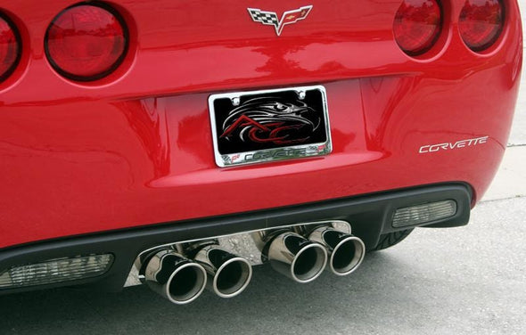 C6 Corvette Exhaust Filler Panel Polished Stainless Steel - Borla Stinger / Touring Quad Round Tips