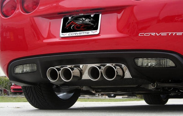 C6 Corvette Exhaust Filler Panel Polished Stainless Steel - Borla Stinger / Touring Quad Round Tips